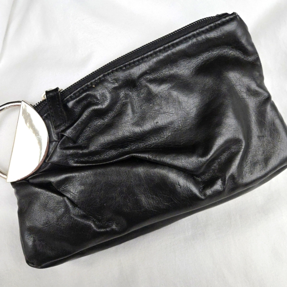 EUC Small Black Leather Evening Clutch